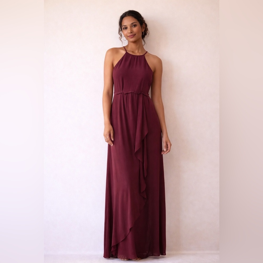 David's Bridal Maroon Spaghetti Strap Dress Size 10